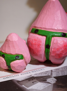 翘臀派大星手工木雕小摆件