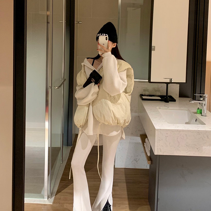 韩国东大门2024冬装时尚宽松无袖面包服羽绒棉衣外套女保暖马甲 - 图1