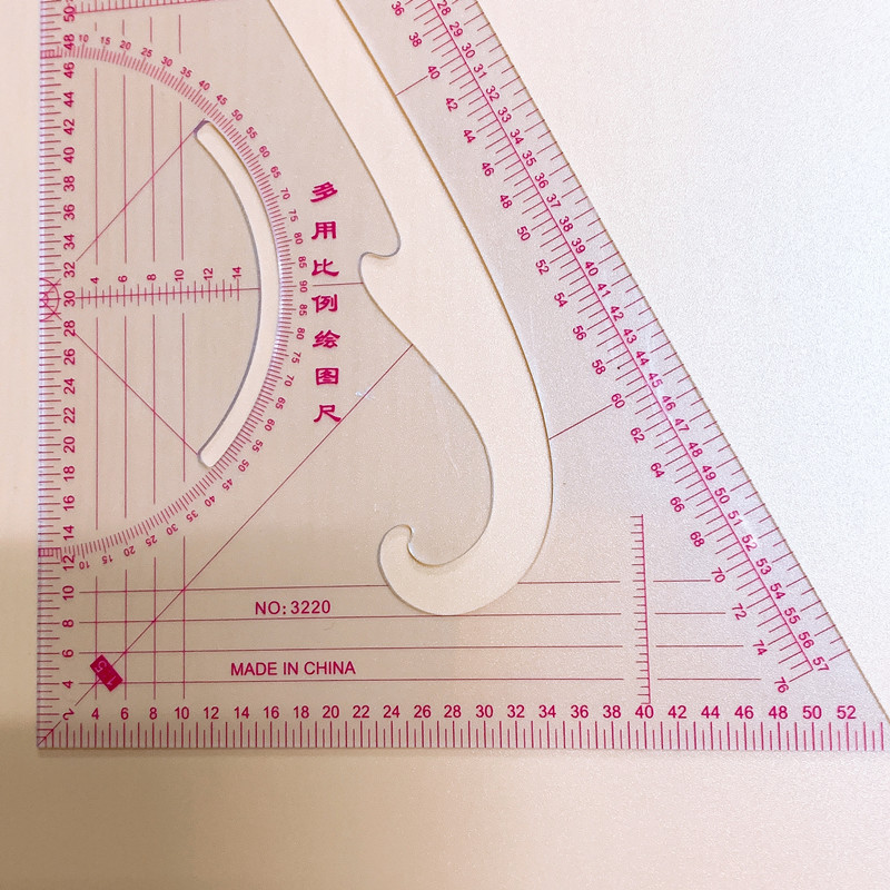3220制版美术多功能比例三角尺打版尺放码尺学习服装比例1:3:4:5-图2
