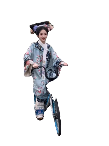 古装旗袍清代女装汉服清朝氅衣旗装格格服装新中式倒大袖连衣裙子 - 图3