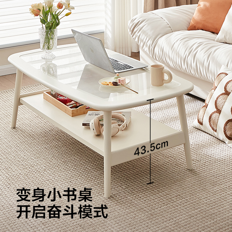 全友家居现代简约玻璃茶几客厅家用实木腿小户型茶几桌2025新款 - 图3