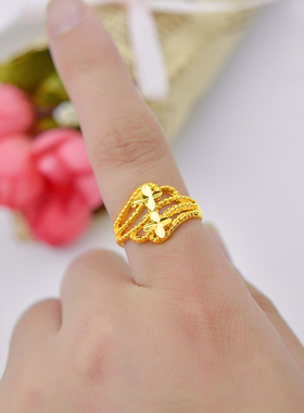 娇旭狐狸戒指女开口可调节沙金