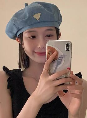 牛仔贝雷帽女夏款日系百搭显脸小