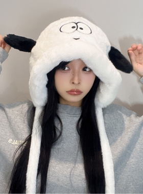 冬季骑车保暖毛绒帽子