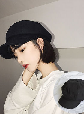 毛呢八角帽女秋冬季简约纯色