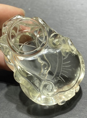 天然白水晶貔貅手把件水晶摆件招财 规格:67*41*33毫米