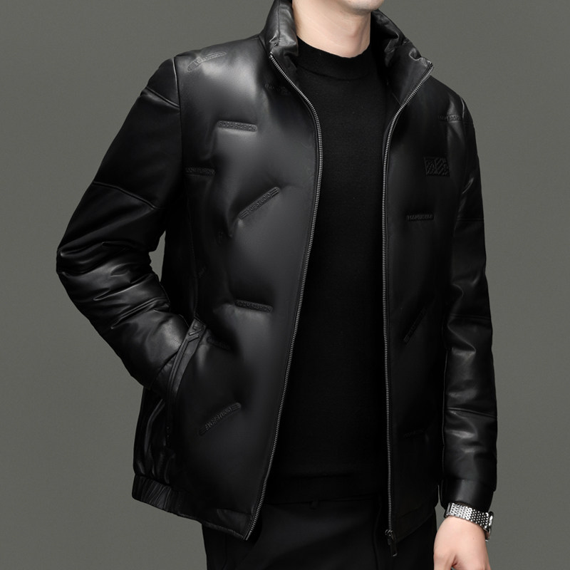 绵羊皮海宁真皮衣高端男中年羽绒服内胆立领短款休闲爸爸装外套潮,淘宝优惠券,粉丝福利购,淘宝优惠卷