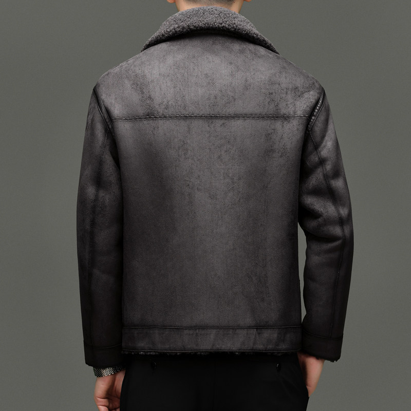 哥宾尼冬季新款男士高端皮毛一体鹿皮绒外套中年休闲保暖皮草夹克,淘宝优惠券,粉丝福利购,淘宝优惠卷