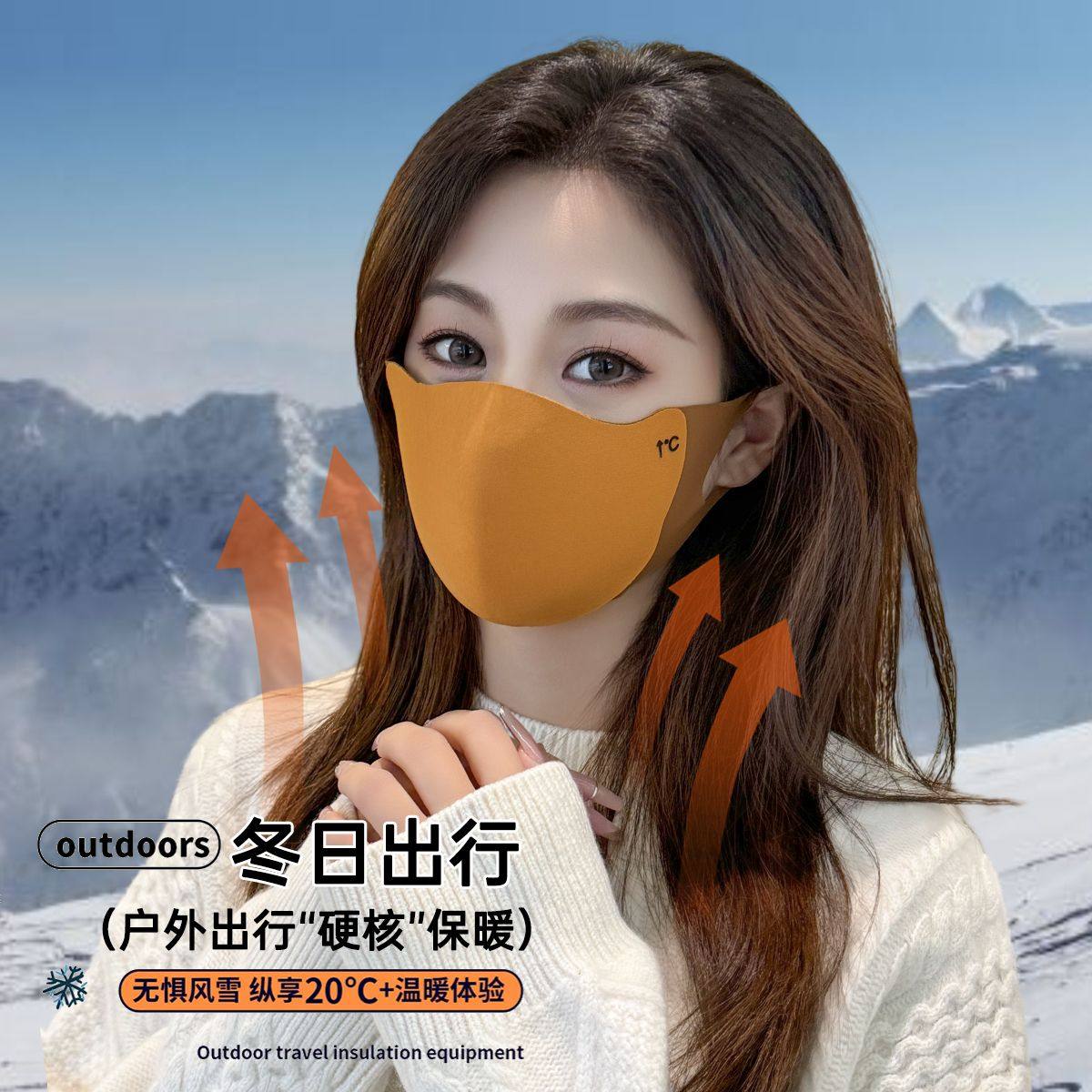 冬季美拉德保暖口罩女高颜值护眼角显脸小加厚防风寒骑行面罩