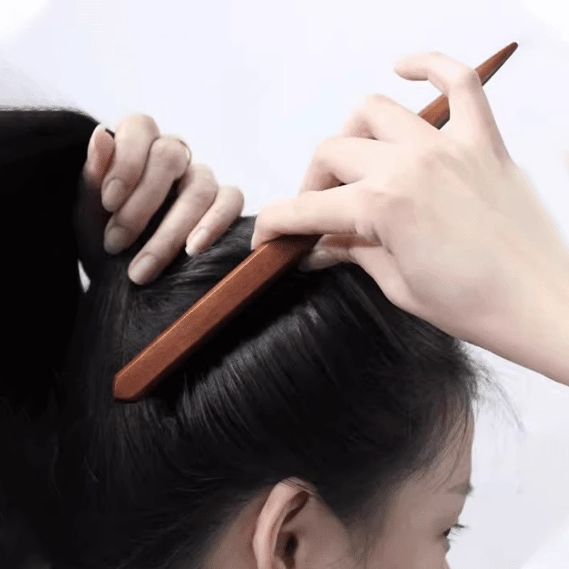 猪鬃毛窄齿梳美发三排打毛梳子蓬松造型长柄化妆尖尾盘发卷发木梳-图1