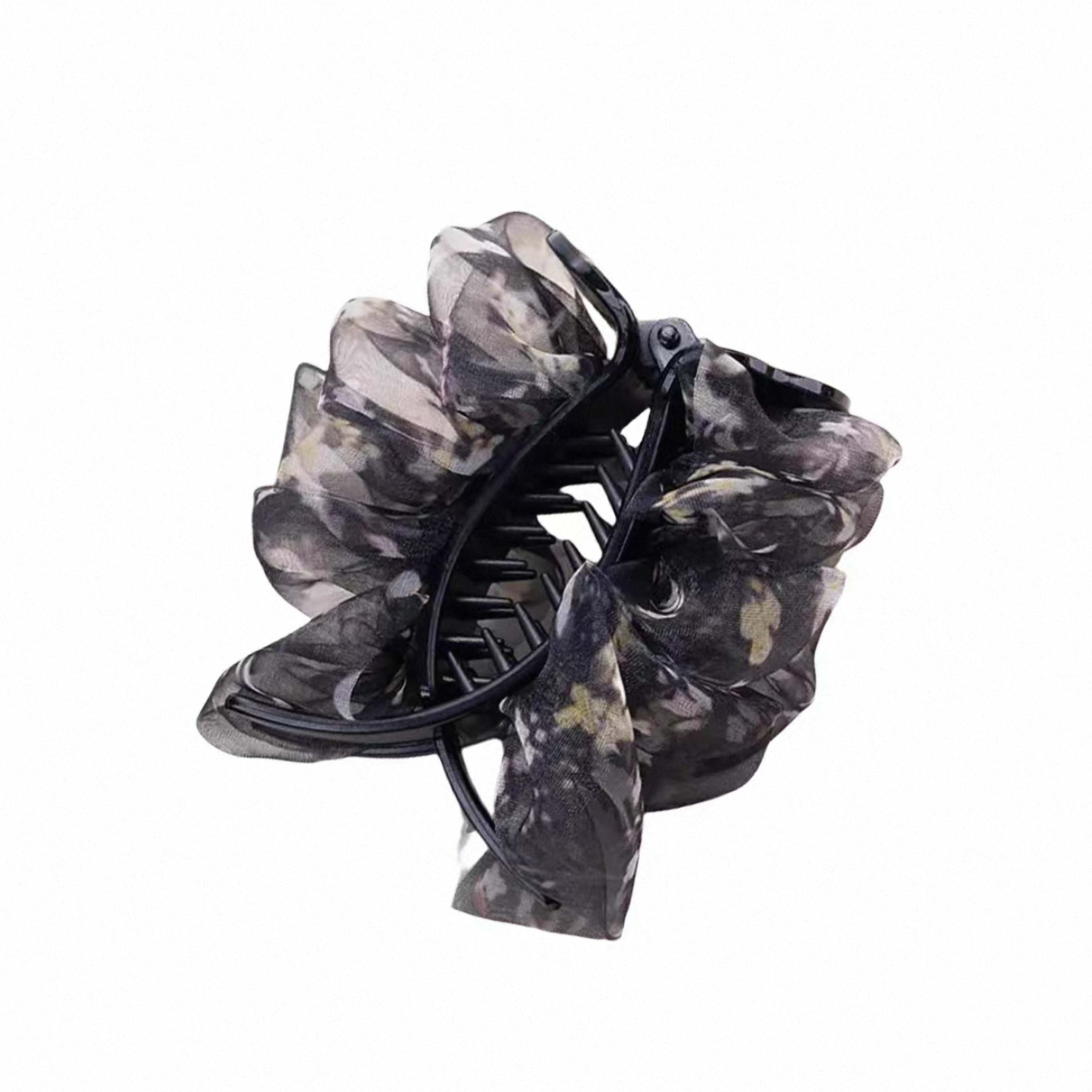 2025春夏季新款褶皱款气质百搭网纱款简约优雅丸子印花雪纺皱抓夹,淘宝优惠券,粉丝福利购,淘宝优惠卷