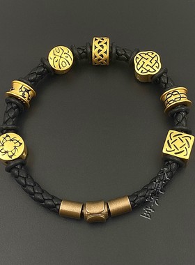 周家同款粗款黑皮手绳男士皮手链