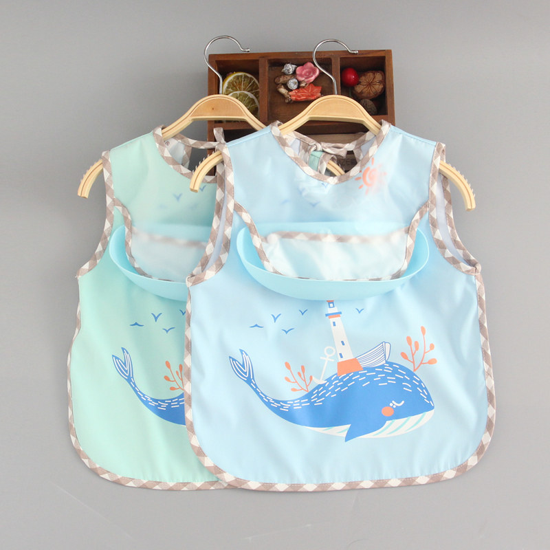 卡通宝宝吃饭围兜小孩罩衣防水口水巾无袖围裙春夏薄款婴儿童饭兜,淘宝优惠券,粉丝福利购,淘宝优惠卷