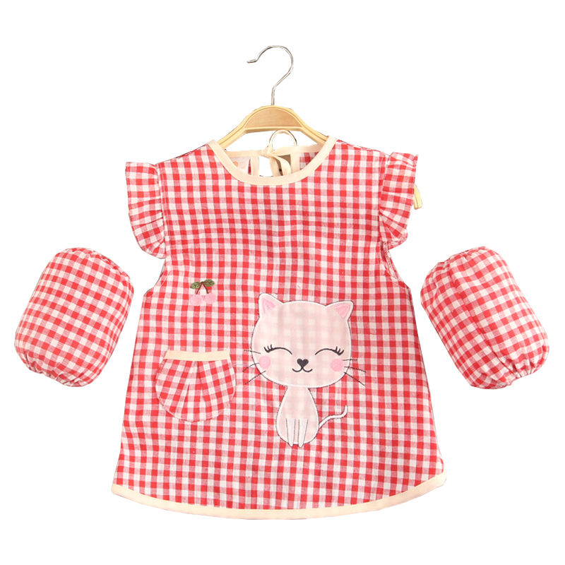 Children's Bibs Pure Cotton Anti-Dirty Sleeveless Coveralls for Dining