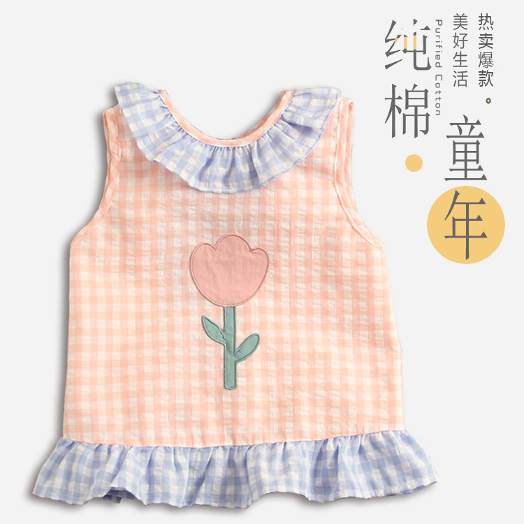 郁金香女宝宝无袖罩衣儿童洋气公主围裙纯棉婴儿辅食防水吃饭围兜,淘宝优惠券,粉丝福利购,淘宝优惠卷