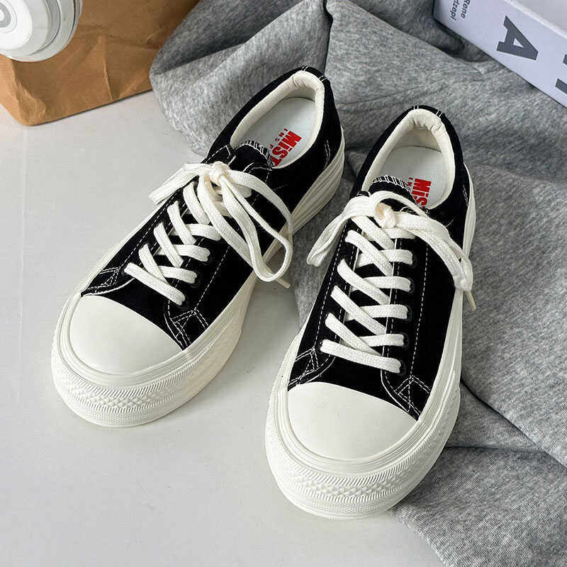 白色低帮厚底增高时尚青春潮流百搭学院港风休闲复古溶解款帆布鞋,淘宝优惠券,粉丝福利购,淘宝优惠卷