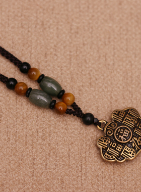 国潮复古多福如意锁项链