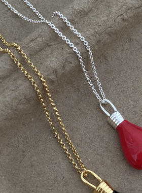 韩国东大门ins冷淡风简约设计感小众红色滴釉桃心吊坠项链项饰女