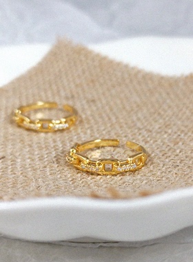 ins链锁锆石戒指女叠小众设计