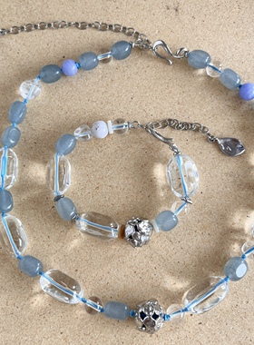 秋冬新品映夏系列绣球串珠手链项链女高级天然白水晶大灯泡锁骨链