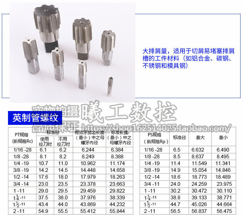 管螺纹机用丝攻丝锥G2寸G2 1/4G2 1/2G2 3/4G3寸G4寸锥度管水管_虎窝淘