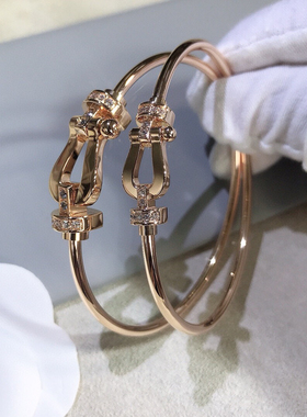 马蹄扣手镯925纯银镀玫瑰金材质 ins同款航海弹簧手镯情侣手环