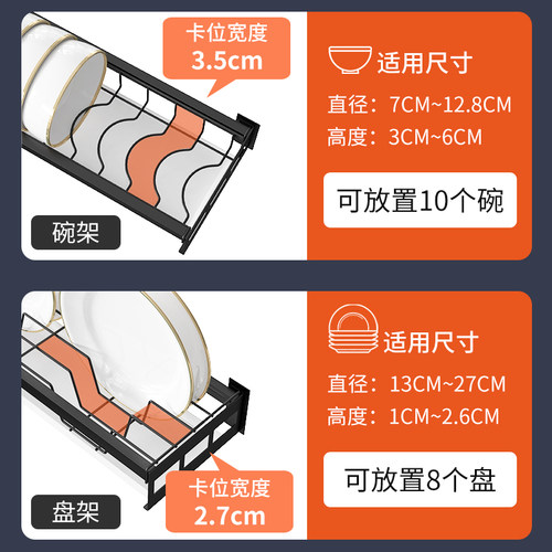 厨房碗架置物架沥水架盘子碗碟筷子汤勺餐具收纳架墙上壁挂免打孔 - 图2