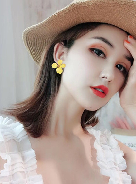 装饰耳环女气质耳针立体花瓣