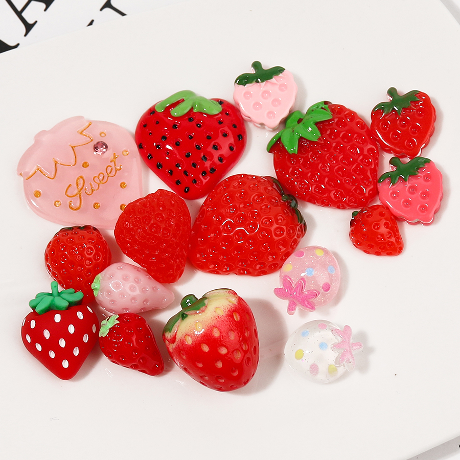 草莓仿真水果奶油胶手机壳树脂饰品配件diy材料包手工自制滴胶-图3