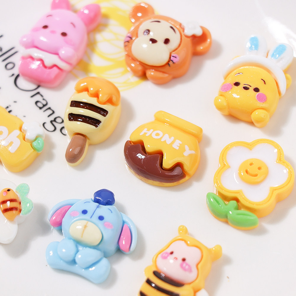 卡通小熊蜜蜂树脂饰品配件diy奶油胶自制手机壳发夹头绳手工配饰,淘宝优惠券,粉丝福利购,淘宝优惠卷