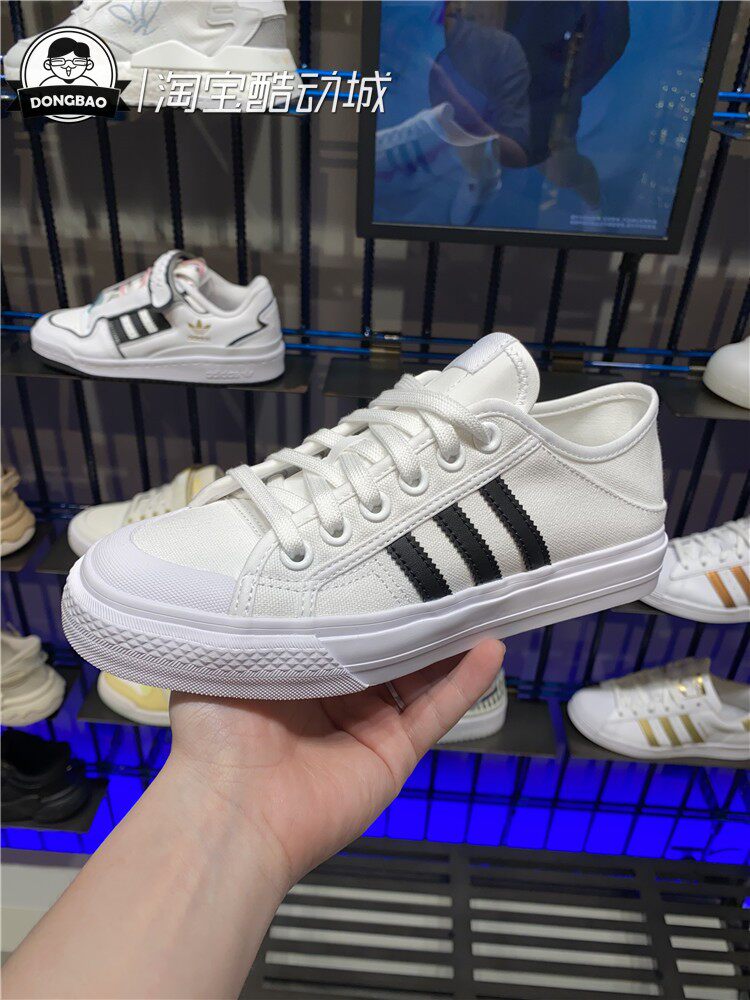 3月阿迪达斯ADIDAS三叶草NIZZA男女情侣休闲帆布鞋GY0408/H67375