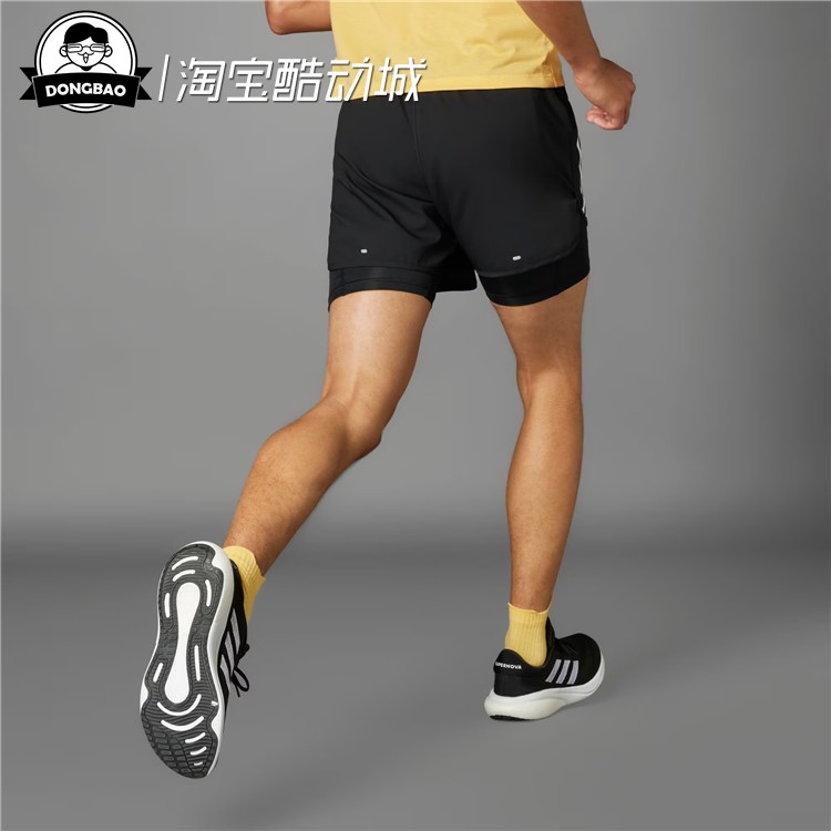 2月ADIDAS阿迪达斯OWN THE RUN 2-IN-1 SHORTS跑步运动短裤IQ3808 - 图2