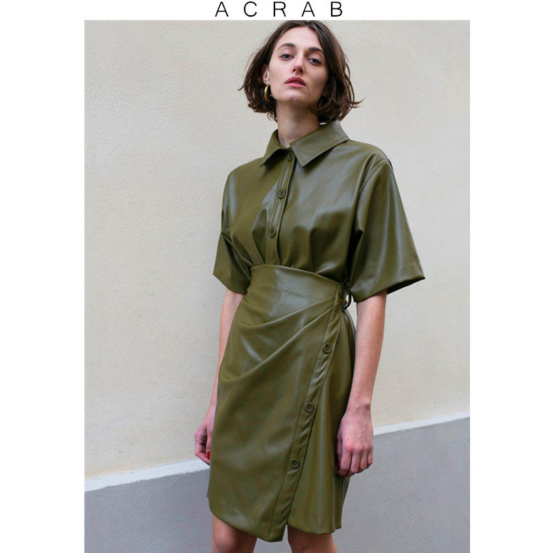 khaki green wrap dress