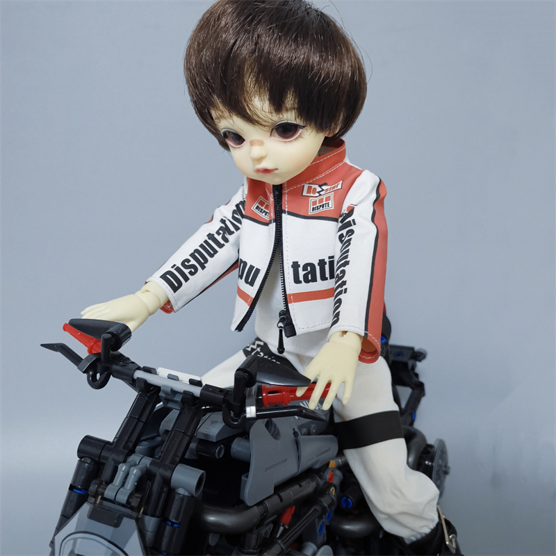 定制小布BJD6分8分viya娃娃衣服潮酷机车外套赛车服短裙袜子套装 - 图0