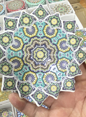 新疆伴手礼陶瓷杯垫手工彩绘咖啡碟餐盘隔热防烫装饰摆件旅游礼品