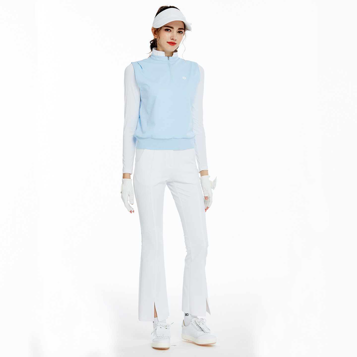 BG新款高尔夫球衣服女上衣长袖T恤秋速干透气立领女士假两件套衫,淘宝优惠券,粉丝福利购,淘宝优惠卷