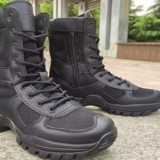 Черные сверхлегкие сапоги, водонепроницаемый кожаный высокий пирсинг, спортивная обувь с молнией