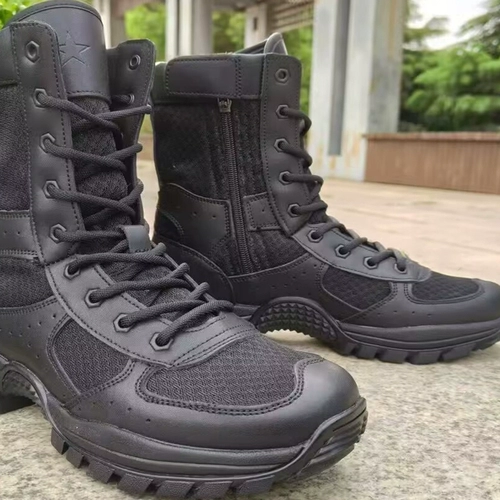 Черные сверхлегкие сапоги, водонепроницаемый кожаный высокий пирсинг, спортивная обувь с молнией