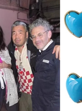 权志龙gd同款ins蓝色桃心戒指