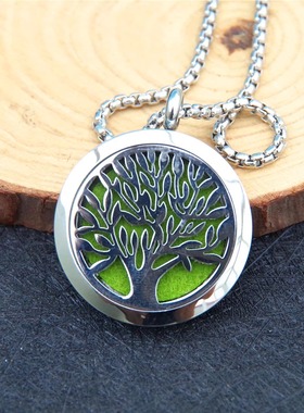 清仓价】钛钢玫瑰金色香薰项链香水精油不锈钢镂空相盒吊坠毛衣链