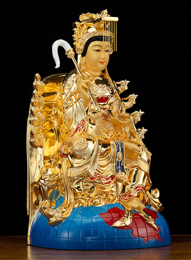 地母娘娘神像居家摆件后土娘娘台湾铜鎏金九凤椅地母