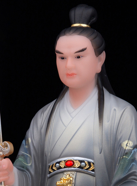 汉白玉天霸胡五太爷居家桌面摆件