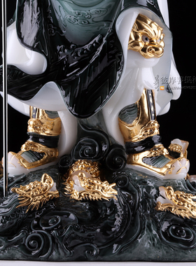 19/26寸汉白玉关帝关圣帝君武财神关二爷神像九龙关公摆件新品