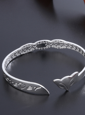 银饰新品 时尚简约首饰女饰品韩版狐狸银镯日韩手镯手环包邮