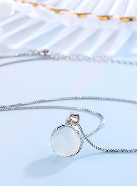 纯银圆形小众轻奢高级感吊坠项链