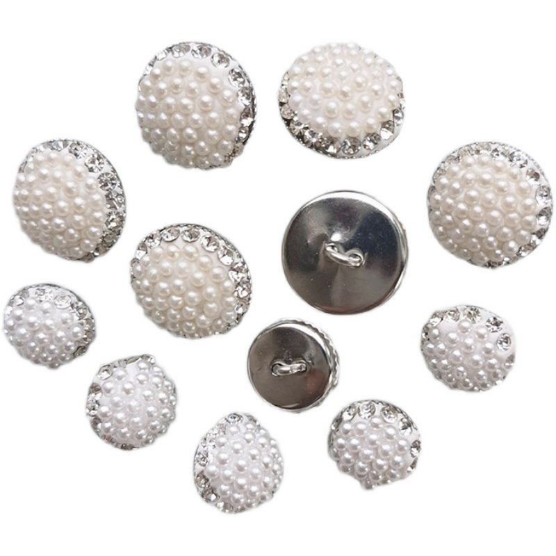 新品热销春夏装陶泥珍珠钻边衬衫 毛衣 针织衫扣子 女装手缝纽扣