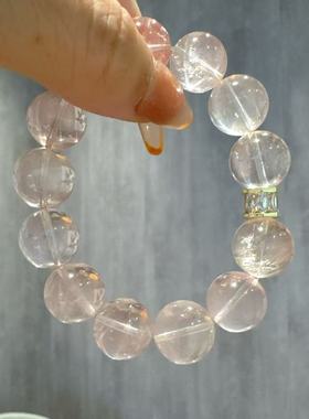 天然水晶粉水晶手链女