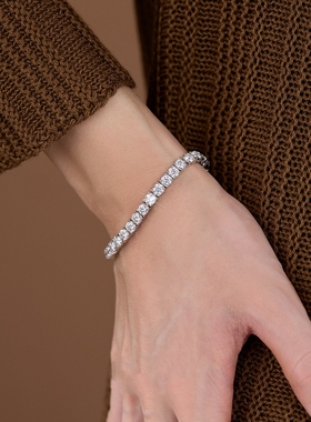 925银莫桑石网球手链男女士手链