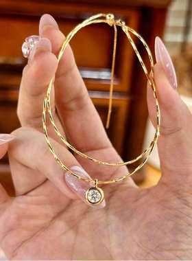 925银泡泡莫桑石项圈choker蛇骨链硬身链ins风极简高级感项链颈圈