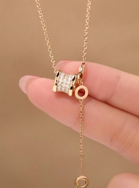 925银莫桑石小蛮腰项链经典百搭路路通满钻轻奢精致气质吊坠女款